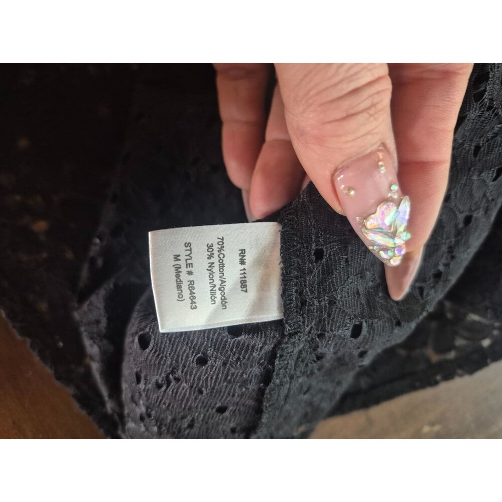 Black Lace Button-Up Shirt By Rokoko size  M - Picture 3 of 5